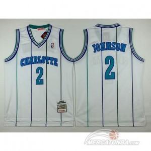 Canotte Retro Johnson Charlotte,New Orleans Hornets Bianco